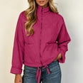 thumbnail image 2 of Zip Up Jackets for Women Plus Size Puffer Jackets Stand Collar Cropped Lightweight Fall Coats with Pockets S-3XL, 2 of 8