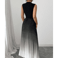 thumbnail image 3 of Women's Maxi Dress Ombre Mock Neck Sleeveless Pleated A Line Flowy Long Dresses, 3 of 5