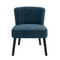 thumbnail image 3 of Navy Blue Shellback Chair - Boucle Fabric, Channel Back, Small Space Accent Chair, 26" Wide, Living Room/Bedroom., 3 of 8