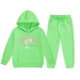 thumbnail image 4 of Byoo Hoodie Sweatsuit Set for Toddler Girls Letter Printed Pocket Tough Sweatshirt Sweatpants Outfit Soft Sport Kids Outfit Set, 4 of 4