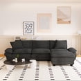 thumbnail image 2 of Muumblus 108" Sectional Sofa with Ottoman, L-Shaped Sleeper Sofa, Corduroy 3-Seater Couch for Living Room, Gray, 2 of 11