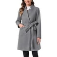 thumbnail image 1 of Abrigo Vintage con Cinturón para Mujeres INSPIRE CHIC, Abrigos de Invierno con Cuello Alto, S Gris, 1 of 1