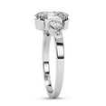 thumbnail image 3 of Three Stone Engagement Ring for Women | Center 9x6mm Oval Cut Lab Created Moissanite Promise Ring in 14K White Gold Over Sterling Silver Jewelry Gift for Her, Ring Size 9, 3 of 6