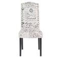 thumbnail image 2 of Cfowner Modern Dining Chairs Set of 2, Fabric Tufted High Back ArmlessChairs with Wood Legs, Accent Chairs for Dining Room/Living Room/Kitchen, Script Pattern, 2 of 7
