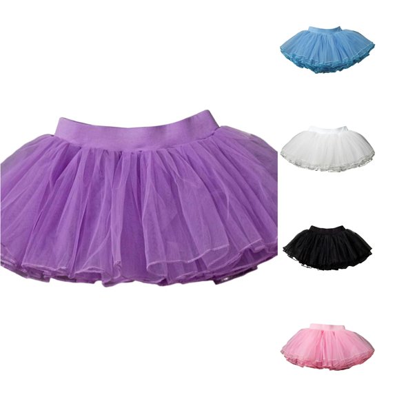 VNKIDY Girls Kids Solid Color Elastic High Waist Multi Layer Fluffy Tulle Mini Skirt Lightweight Ballet Dance Performance Tutu Skirt For Child Classic Bottoms 6-7 Years
