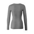 thumbnail image 3 of Bozzolo Women's RT1201 Basic V-Neck Long Sleeve T Shirt Top Mh Grey L, 3 of 3