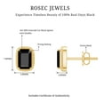 thumbnail image 6 of Rosec Jewels 4X6 MM Octagon Cut Black Onyx Solitaire Stud Earring in 4 Prong Setting with Twisted Rose Frame, 10K Yellow Gold, 6 of 7