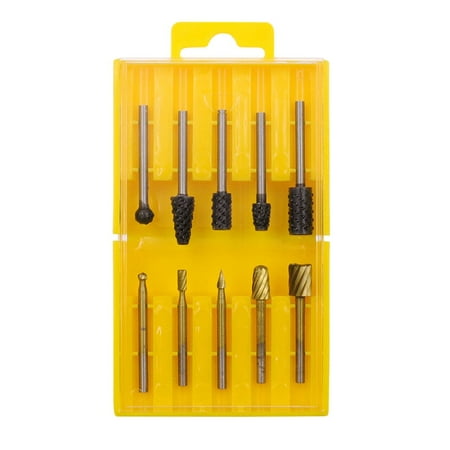 

10Pcs Titanium Cutting Rotary Burr Set Hss Metal Woodworking Router Grindingtool