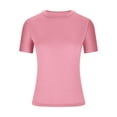 thumbnail image 4 of AherBiu Short Sleeve Tops for Women Crewneck Basic Slim Top Tees Shirts Plain Tshirt Going out Tops, 4 of 5