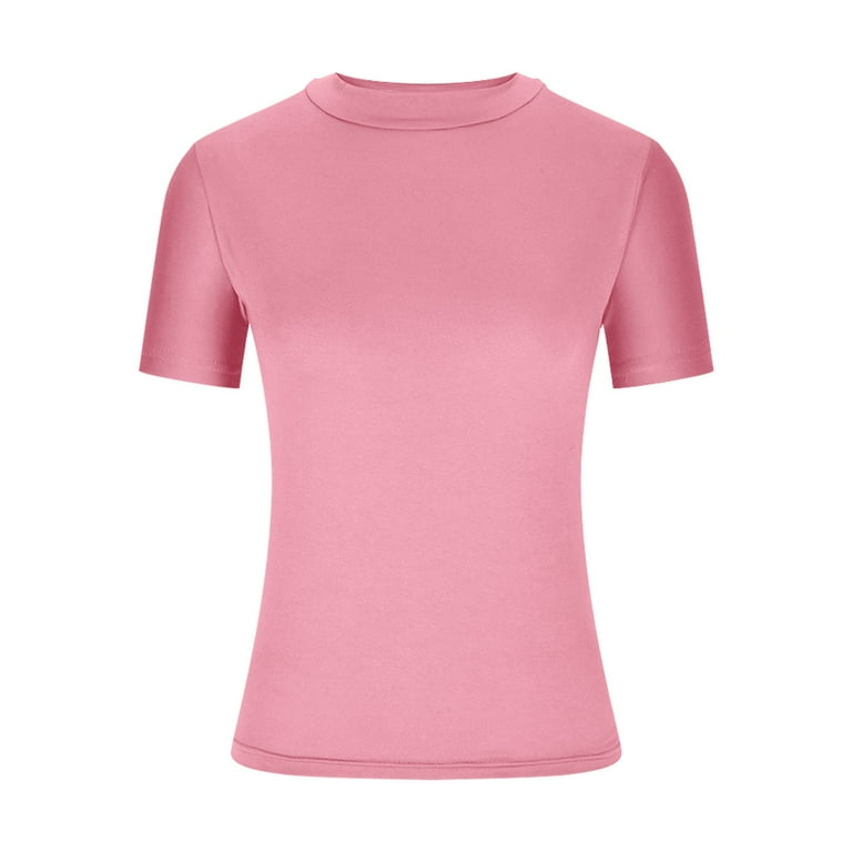 Yuzhih Womens Tops Basic Short Sleeve Cute Tight Shirts