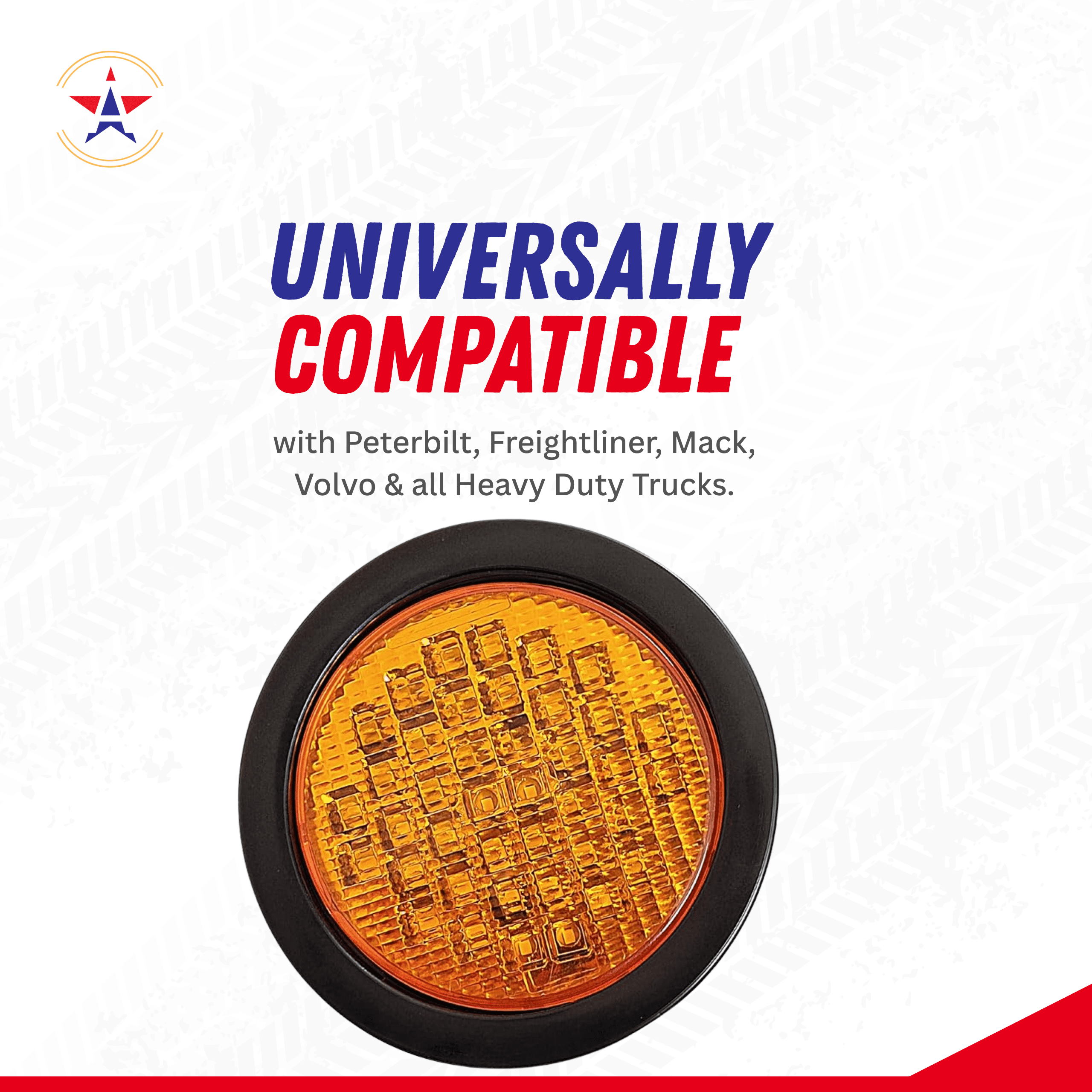 All Star Truck Parts 4 Inch Round Super Bright 40 LED Diodes Mid-Turn Sealed Lights 2x Amber Clear Lens