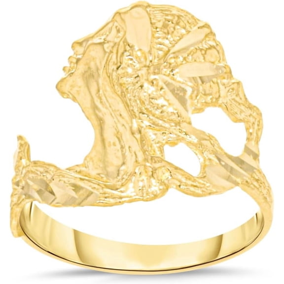 Floreo 10k Yellow Gold 16mm Mermaid Face Ring