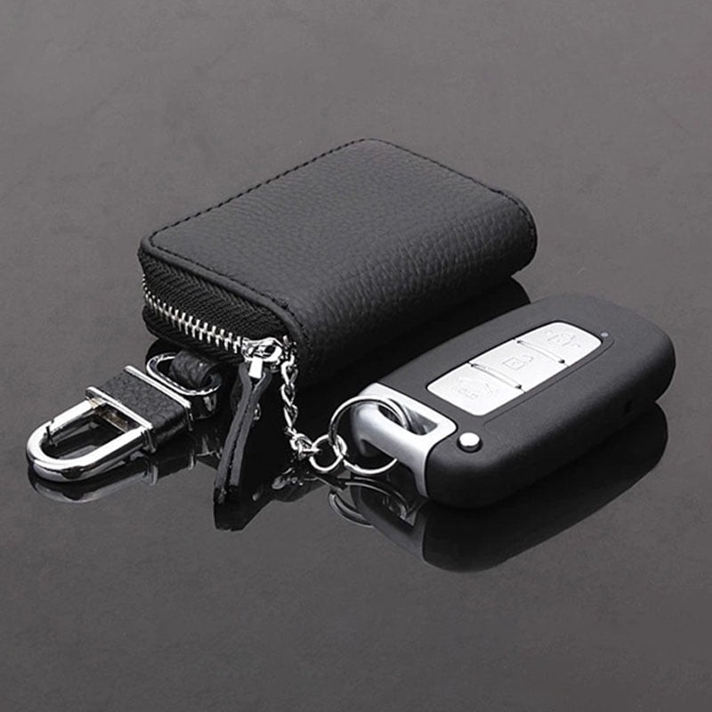 PU Black Leather Car Key Wallets Men Key Holder Housekeeper Keys Organizer Zipper Key Case