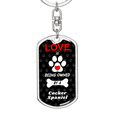 thumbnail image 5 of Cocker Spaniel Stainless Steel or 18k Gold Premium Swivel Dog Tag Keychain, 5 of 16