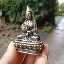 Tibetan Nepal Tantra Brass Small buddha statue Master Tsongkhapa figurine pocket buddha worshiping praying idol amulet Altar shrine decor