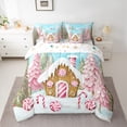 thumbnail image 2 of Feelyou Christmas Lollipop Kids Bedding Comforter Set 7 Pieces, Winter Rustic Cabin Full Bedding Set, Pink Xmas Tree Reversible Fitted Sheet Flat Sheet, Super Cozy Room Decor, 2 of 7