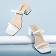 thumbnail image 2 of 2.25IN Square Toe Heeled Sandals Women's Low Block Heels Sandals Open Toe Ankle Strap Chunky Heels for Party Wedding Dress Shoes, 2 of 6