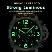 Poedagar Simple Leather Strap Men's Business Waterproof Luminous Calendar Chronograph Quartz Watch