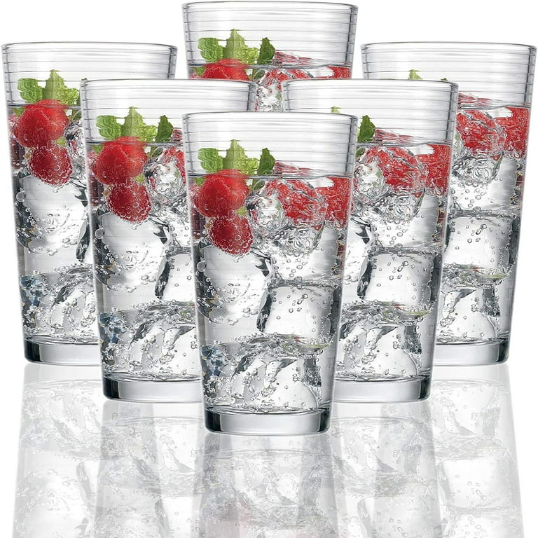 Highly Durable Drinking Glasses Set of 6, 14 Ounce Highball Glasses for  Cocktails, Coffee Bar Access…See more Highly Durable Drinking Glasses Set  of