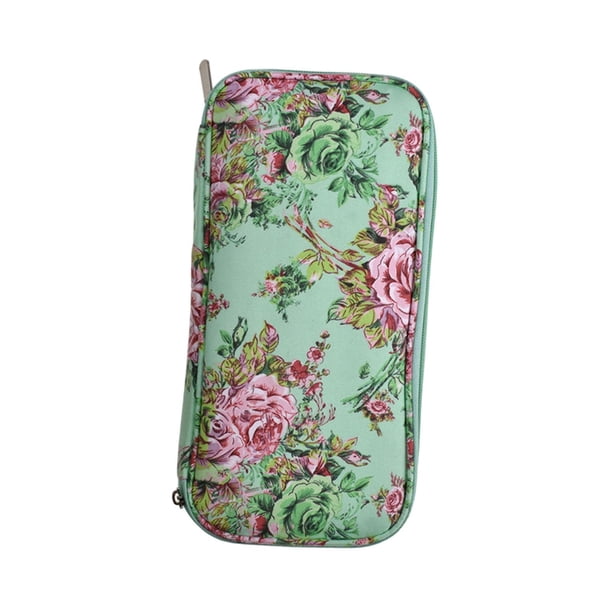 Bolsa de almacenamiento para agujas de crochet, accesorios de crochet, multifunción, cierre de cremallera, vacía. Verde