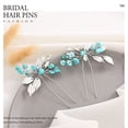 thumbnail image 4 of Turquoise Hair Pins Silver Leaf Wedding Hair Pieces Glitter Rhinestone Headpiece Hair Clips Crystal Bridal Hair Accessories for Women and Girls(Pack of 2), 4 of 4