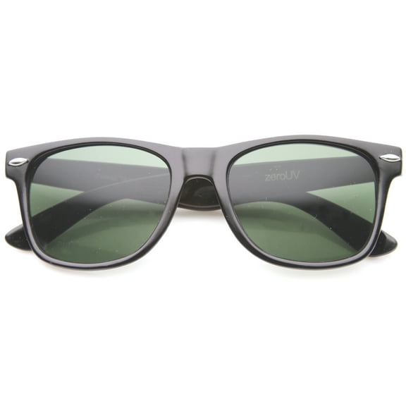 sunglassLA Unisex Classic Eyewear Iconic 80's Retro Large Horn Rimmed Sunglasses (Black / Green) - 54mm