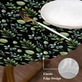 thumbnail image 3 of Dark Green Leaves Round Tablecloth, Fitted Table Cover with Elastic for 55"-60" Round Tables, Pastoral Farmhouse Botanical Plant Table Cloth Outdoor Indoor Dinning Party Waterproof Tablecloths, 3 of 7