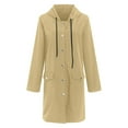thumbnail image 5 of YDFCWXW Raincoats For Women Waterproof Button Down Long Hooded Trench Coats With Pockets Fashion Hiking Travel Windbreaker Khaki, L, 5 of 7
