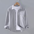 thumbnail image 4 of XDZJLR Mens Shirts Lapel Solid Soft And Comfortable Long Sleeve Shirts for Men, 4 of 4