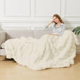 thumbnail image 2 of Light Beige Cozy Faux Fur Throw Blanket for Living Room Bedroom 50x60 Thick Ultra Soft Aesthetic Fuzzy Throw Blanket Fluffy Furry Bed Comforter Home Decor 860 GSM, 2 of 18