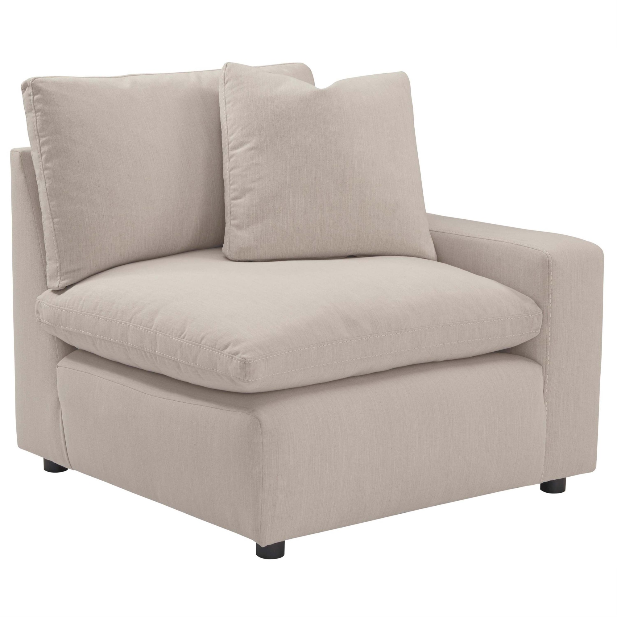 Contemporary Styled Fabric Upholstered Wooden Corner Chair, Beige