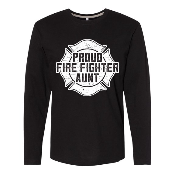 Inktastic Proud Firefighter Aunt WHT Long Sleeve T-Shirt