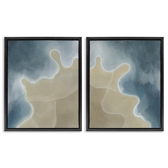 Stupell Industries Aerial Turning The Tides 2 Piece Black Framed Floater Canvas Set, design by Grace Popp