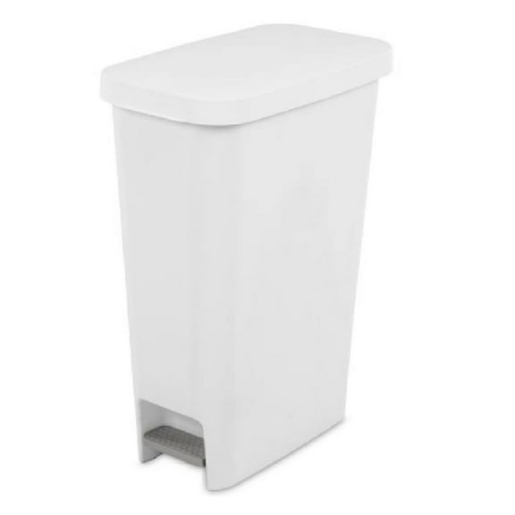 10588004 Slim Stepon Wastebasket, White, 11 Gallon