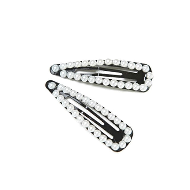 Snap Barrettes Pearl Hair Clips for Girls 2Pcs White Hair Accessories
