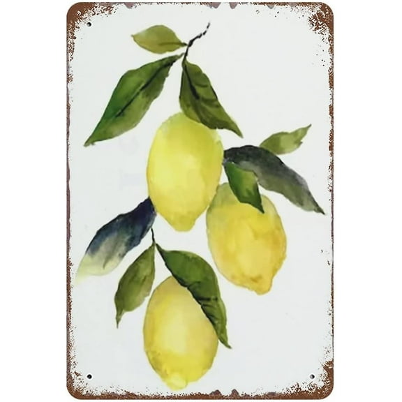12x16 Inch Lemon Signs Art Prints,Inspirational Yellow Lemon Pictures Fruit Botanical Sign Green Leaf Modern Wall Art For Bedroom Living Room Kitchen Decor
