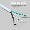 thumbnail image 3 of Cable de alimentaci&oacute;n de repuesto de enchufe plano de calibre 14 de 10 pies con extremo abierto de coleta, cable de extensi&oacute;n de 3 clavijas, 15A/125V, SJTW, para exteriores para, 3 of 5