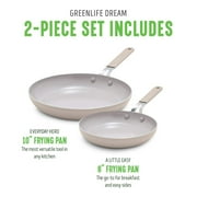 GreenLife Dream 8 & 10 Healthy Ceramic Nonstick Frying Pan Set, Stay Cool Handles, Taupe