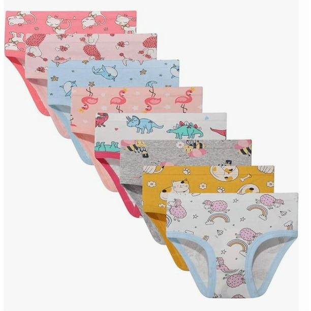 Xtellar Calzoncillos de algodón transpirables para niñas, ropa interior variada, 6-8 piezas Bssorted B14 2-3 Años