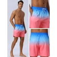 thumbnail image 5 of DARING DIVA Men's Contrast Color Gradient Summer Drawstring Beach Shorts 30 Blue Red, 5 of 6