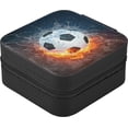thumbnail image 3 of PU Leather Jewelry Box, Football Water Fire Travel Jewelry Case Portable Jewelry Organizer Storage Holder Boxes for Women Girls for Necklace Bracelet Earrings Rings, 3 of 7