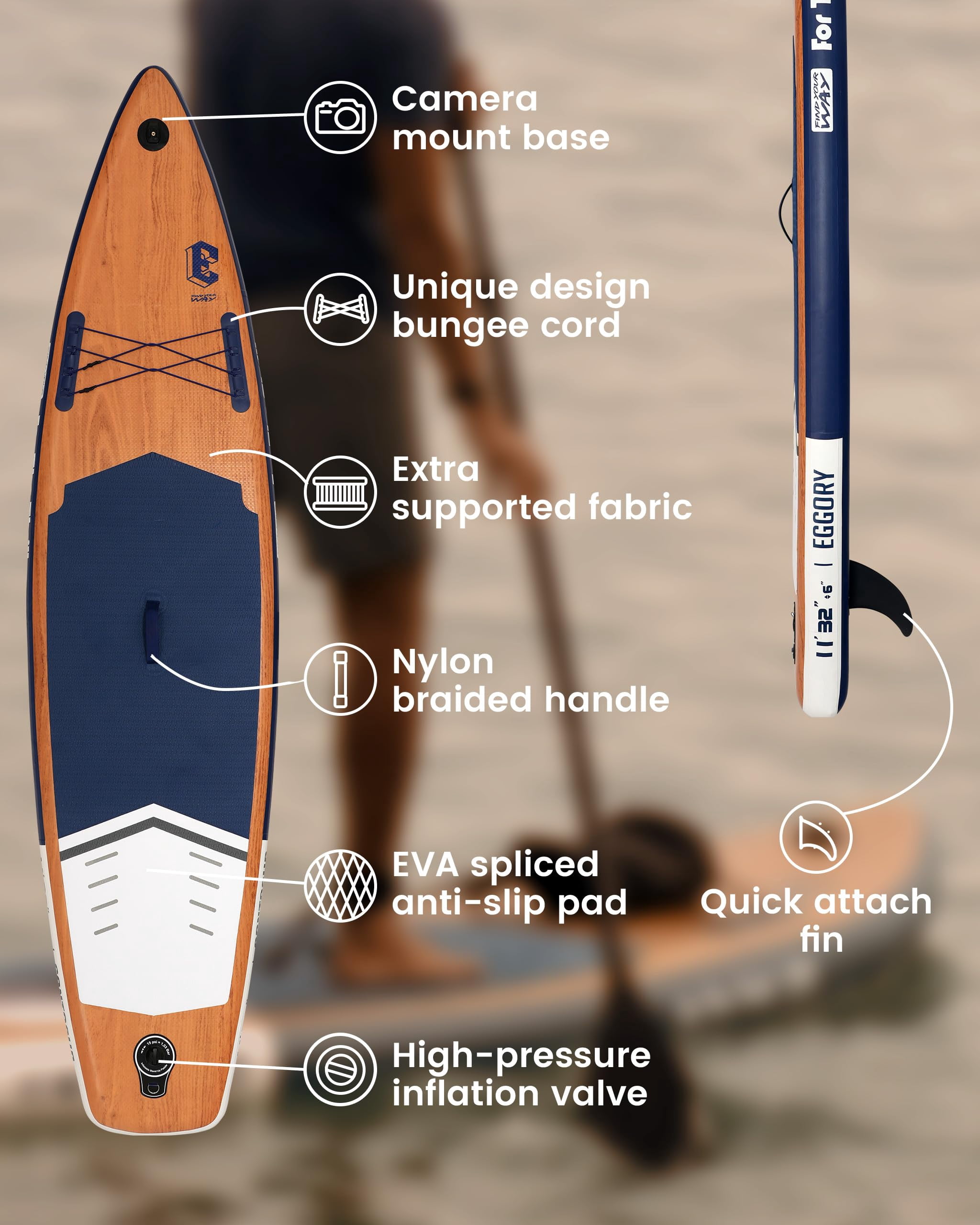 EGGORY Inflatable Paddle Boards 11ft Stand up Paddle Boards with Premium SUP Paddle Board Accessories for Youth & Adults