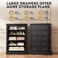 thumbnail image 5 of GALAXHERO 5 Drawer Dresser for Bedroom, Retro Wood Chest of Drawers, Tall Dresser with Round Metal Handle for Living Room, Hallway, Closet, Black, 5 of 10