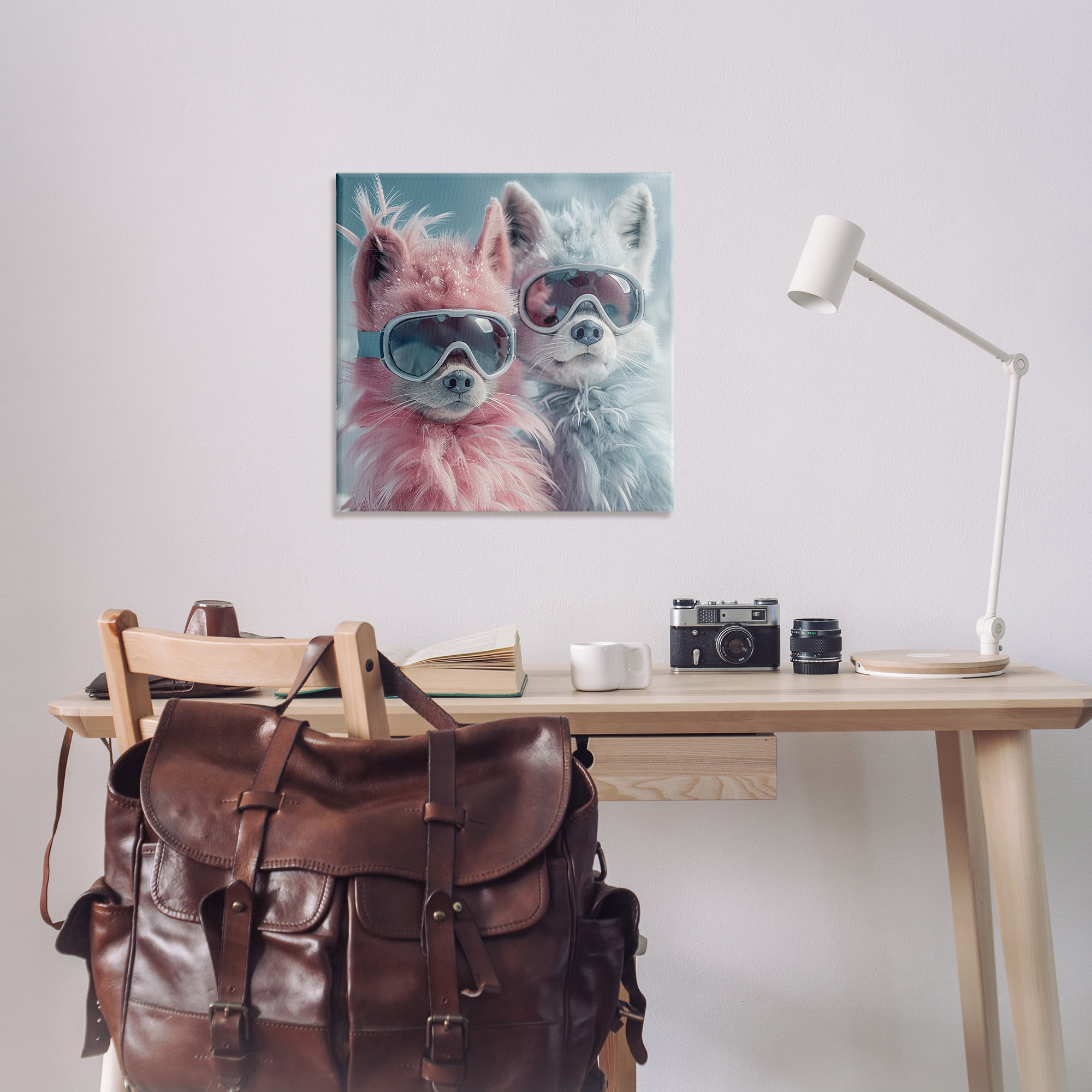 Stupell Industries Foxes in Winter Goggles Animals Painting Wrapped Canvas Art Print Wall Art, 30 x 30