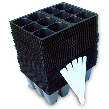 Black Gold Seedling - 720 Cells Seedling Starter Trays for Seed Germination +5 Plant Labels (120, 6-cell Trays)