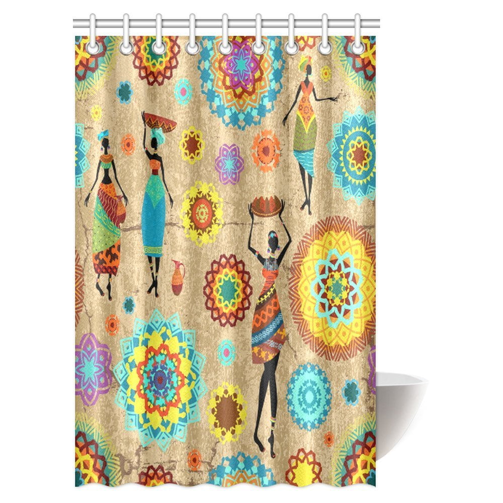 MYPOP African Shower Curtain, Vintage Colorful Arabesques and Lovely
