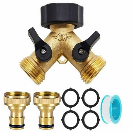 

Hose Splitter Brass 2 Way Garden Hose Connector 3/4 Thread Y Shape Hose Spigot Adapter Heavy Duty Water Hose Splitter With 7 Rubber Washer For Outdoor Garden Farm Greenhouse