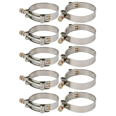 

Unique Bargains 10 Pcs 68mm-76mm Stainless Steel T-Bolt Hose Clamp for Fuel Pump Filter Plumbing