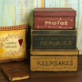 thumbnail image 4 of CVHOMEDECO. Primitive Vintage Rectangular Photos, Memories, Keepsakes Cardboard Nesting Boxes, Large 12 X 9 X 5-1/2 Inch. Set of 3., 4 of 5