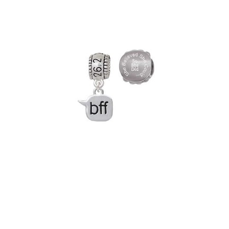 Silvertone Text Chat - bff - Best Friends Forever - 26.2 Marathon Run She Believed She Could Charm Beads (Set of
